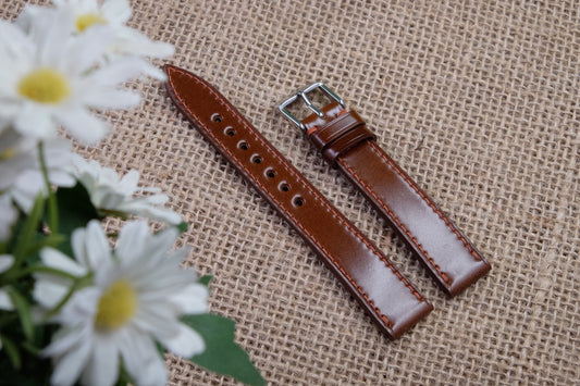 Brown Shinki Hikaku shell cordovan leather strap HDSC08