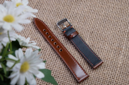 Brown Shinki Hikaku shell cordovan leather strap HDSC08