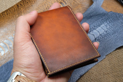 Brown hand dyed patina veg leather wallet HDWA54