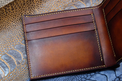 Brown hand dyed patina veg leather wallet HDWA54