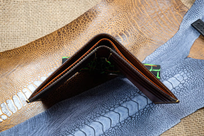 Brown hand dyed patina veg leather wallet HDWA54