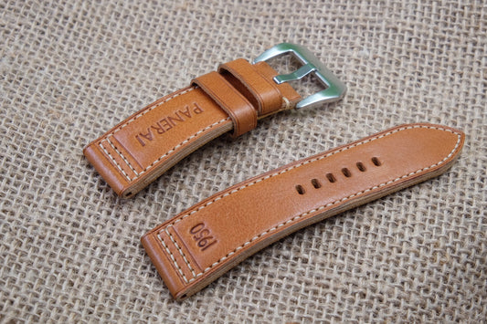 Brown italian vachetta leather strap for Panerai HDPAM14