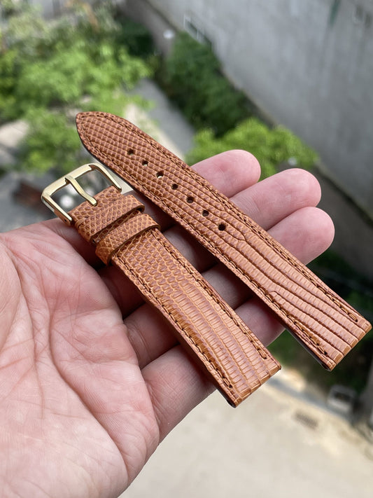 Brown lizard leather watch strap HDLZ39