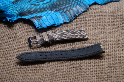 Brown python leather watch strap HDPS19