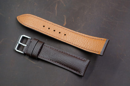 Chocolate brown epsom leather handmade watch strap  HDEP07