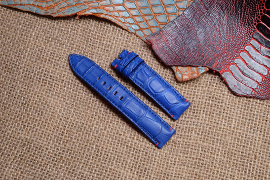 Royal blue crocodile neck skin leather strap HDCNS01