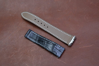 Custom black crocodile leather strap for new Cartier Santos with quick release HDCAS03