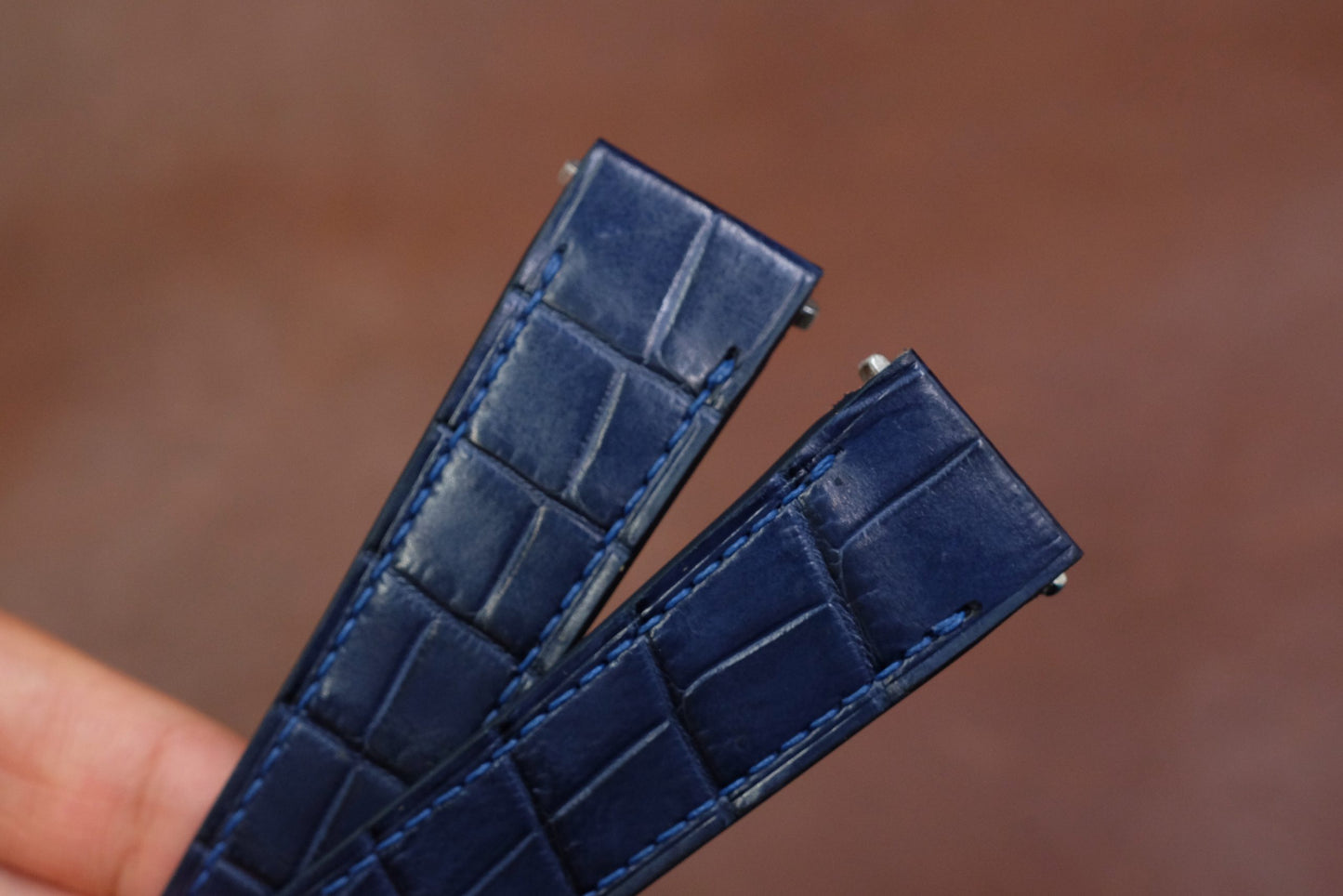 Custom blue crocodile leather strap for new Cartier Santos with quick release HDCAS04