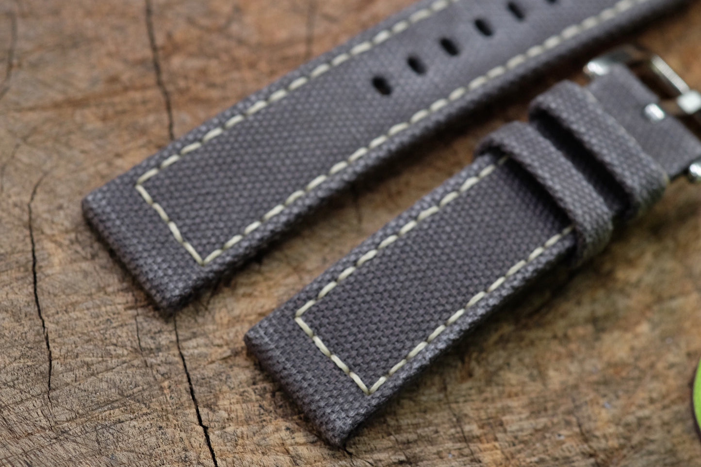 Custom grey canvas folded edge watch strap HDCVS10