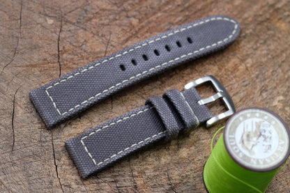 Custom grey canvas folded edge watch strap HDCVS10