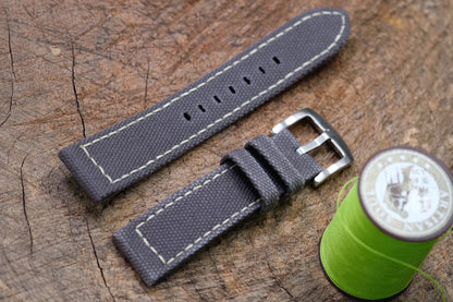 Custom grey canvas folded edge watch strap HDCVS10