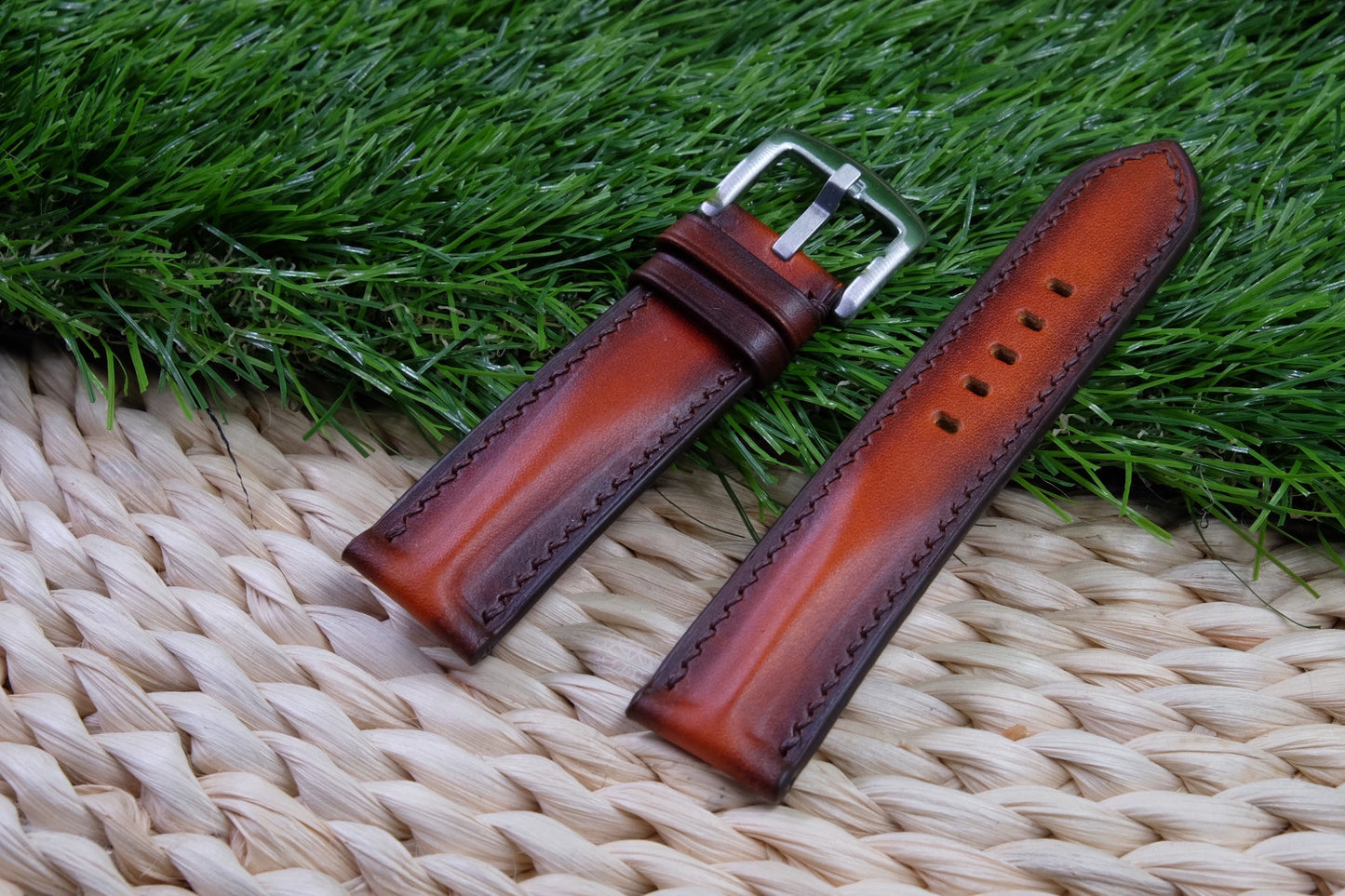 Custom hand dyed cow leather watch strap HDCHD01