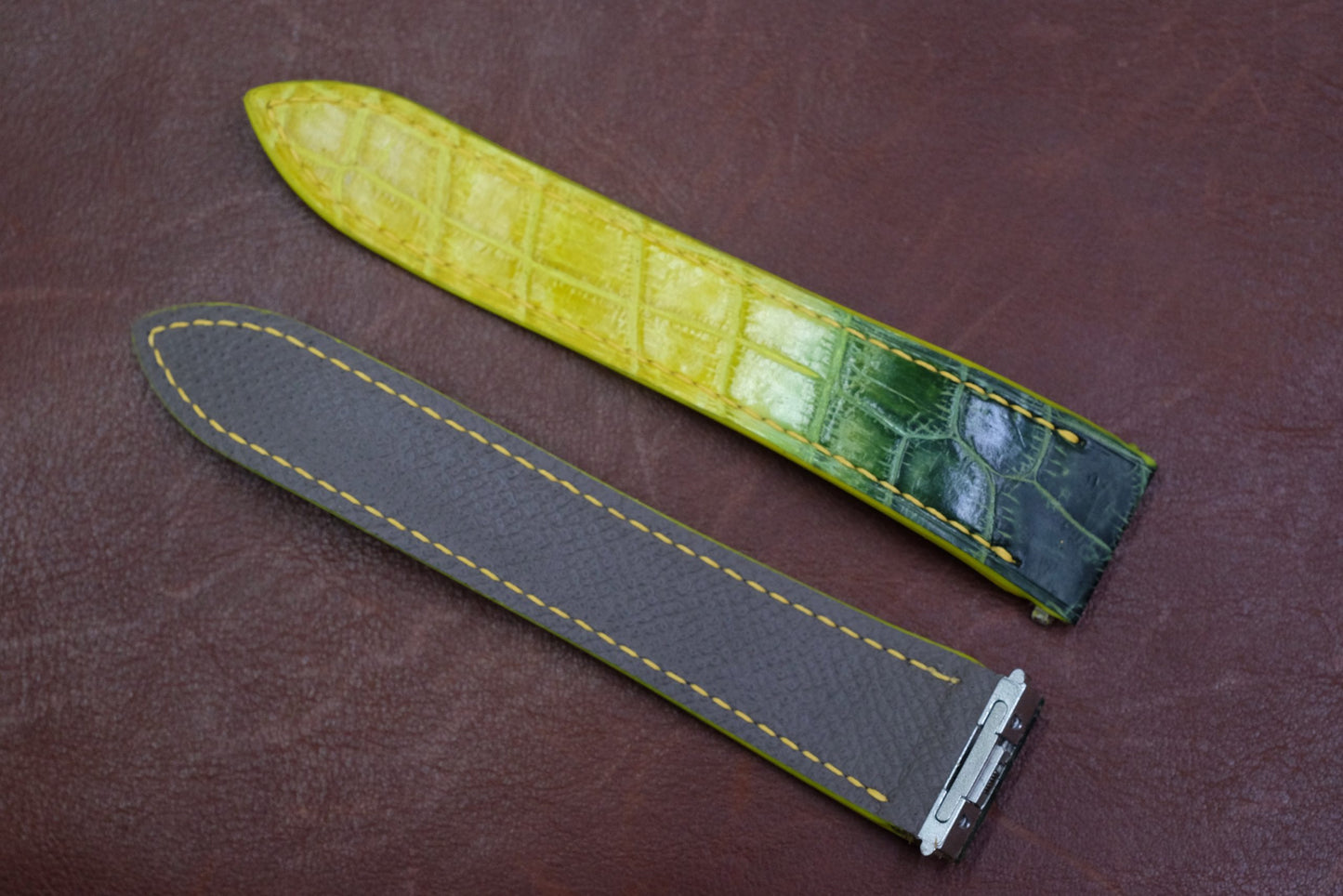 Custom hand dyed crocodile leather strap for new Cartier Santos with quick release HDCAS05