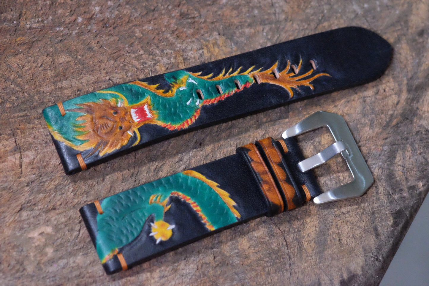 Custom handpainted dragon ball leather watch strap HDCLE79