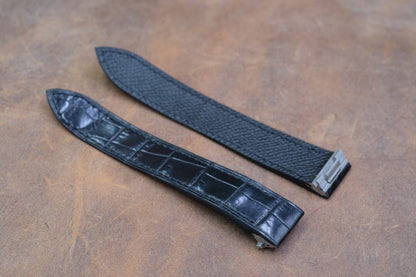 Custom made black crocodile strap for Cartier Roadster with quick release HDCAS06