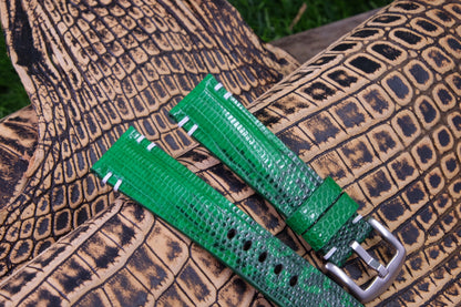 Custom made green lizard leather watch strap HDLZ31