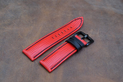 Custom made red epi leather watch strap HDCLE71