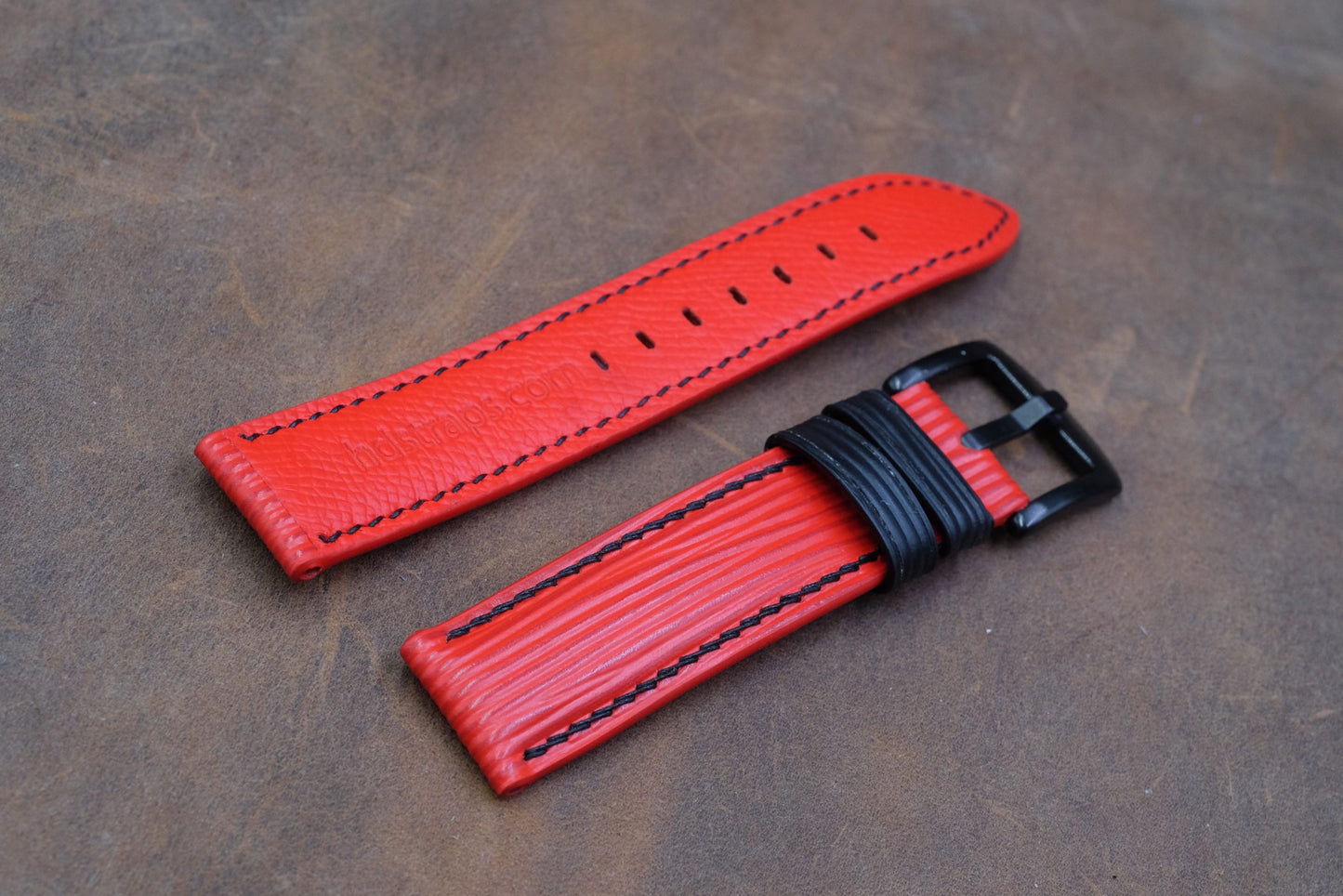 Custom made red epi leather watch strap HDCLE71