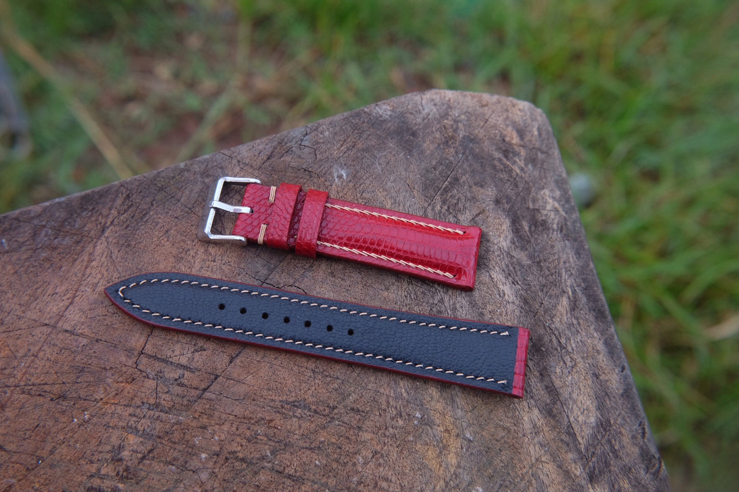 Custom made red lizard strap HDLZ32