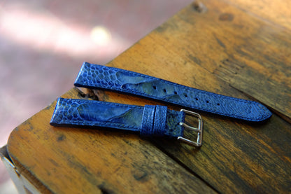 BESPOKE GENUINE BLUE OSTRICH LEG SKIN LEATHER STRAP HDOL41