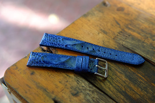 BESPOKE GENUINE BLUE OSTRICH LEG SKIN LEATHER STRAP HDOL41