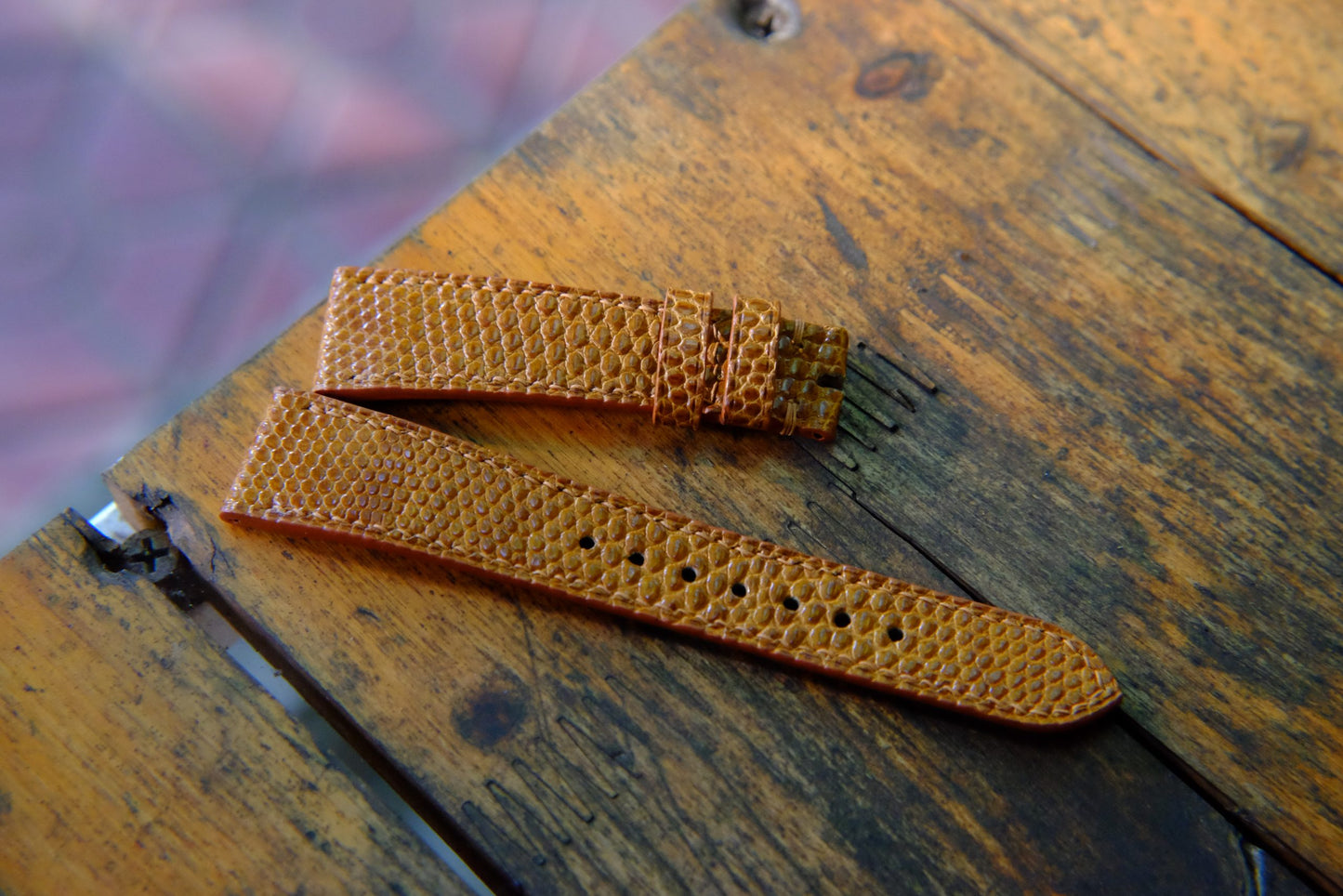 BESPOKE GENUINE TAN BROWN LIZARD SKIN LEATHER STRAP HDLZ27