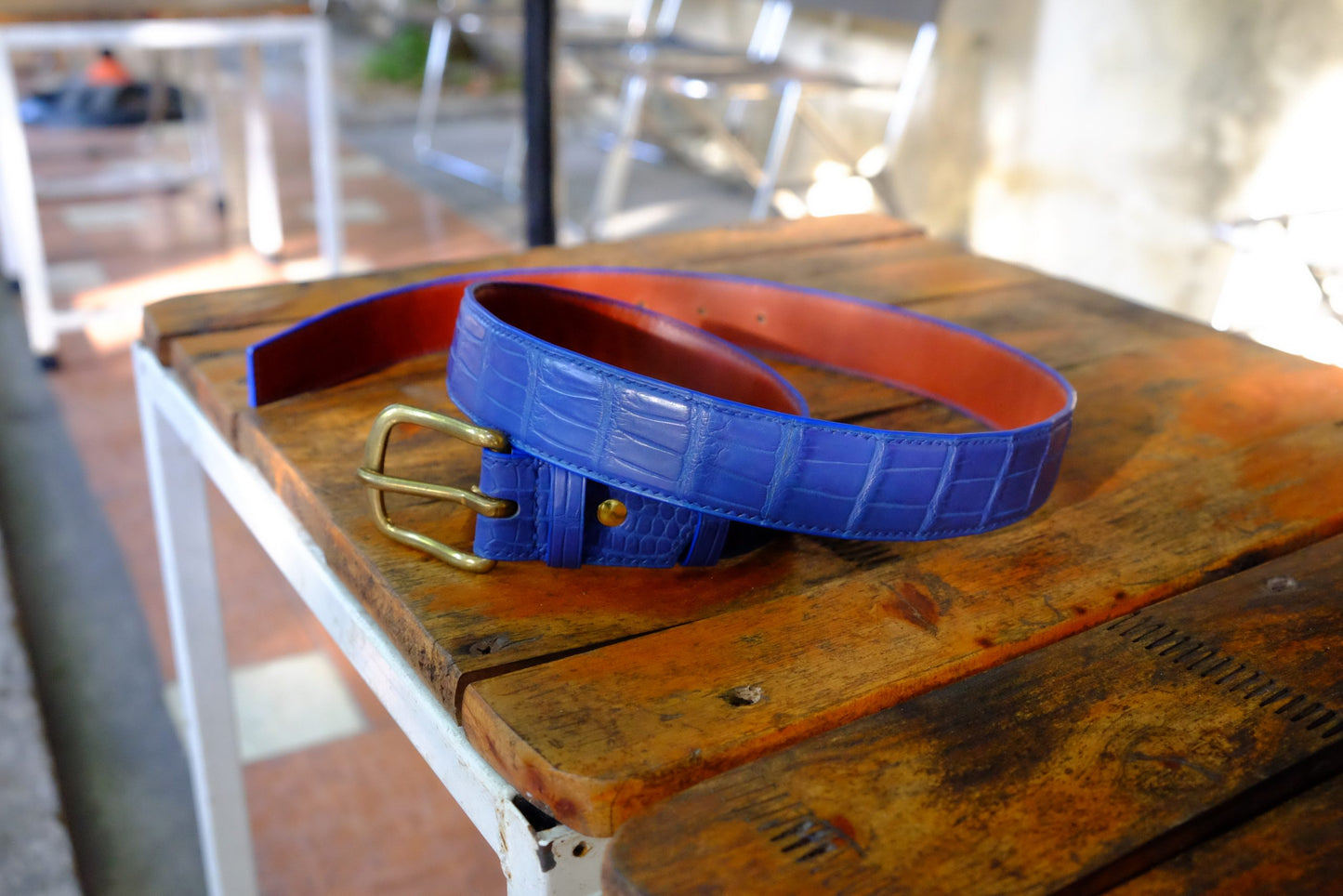 BESPOKE GENUINE BLUE CROCODILE LEATHER MAN BELT HDBE03