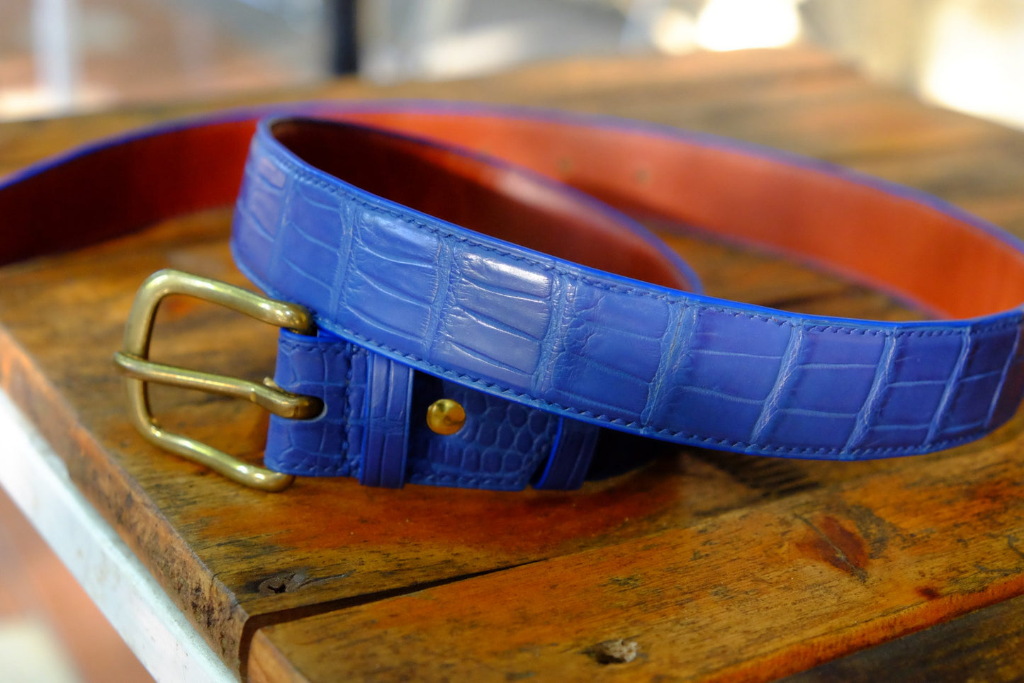 BESPOKE GENUINE BLUE CROCODILE LEATHER MAN BELT HDBE03