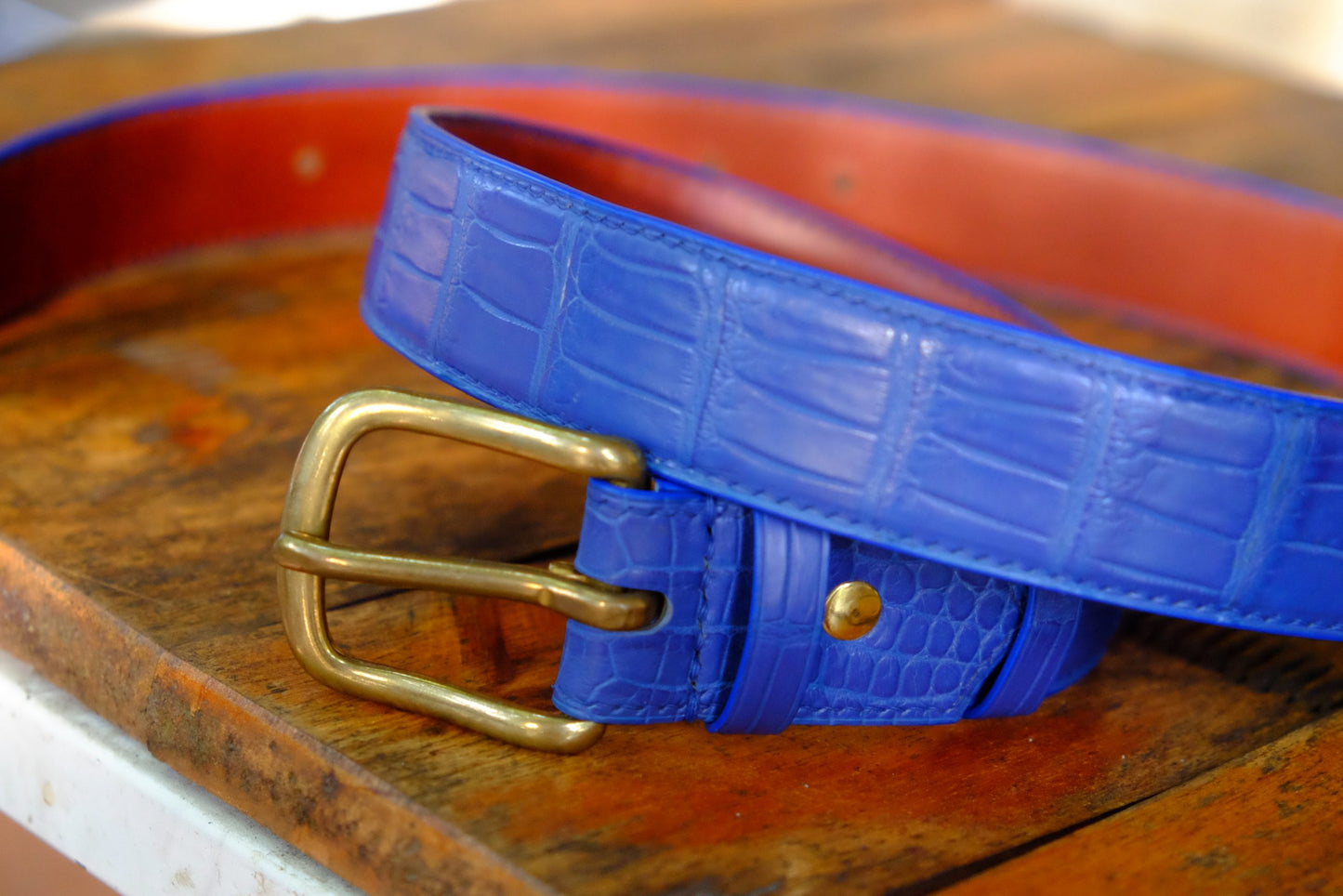 BESPOKE GENUINE BLUE CROCODILE LEATHER MAN BELT HDBE03