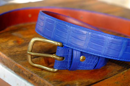 BESPOKE GENUINE BLUE CROCODILE LEATHER MAN BELT HDBE03