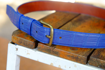 BESPOKE GENUINE BLUE CROCODILE LEATHER MAN BELT HDBE03