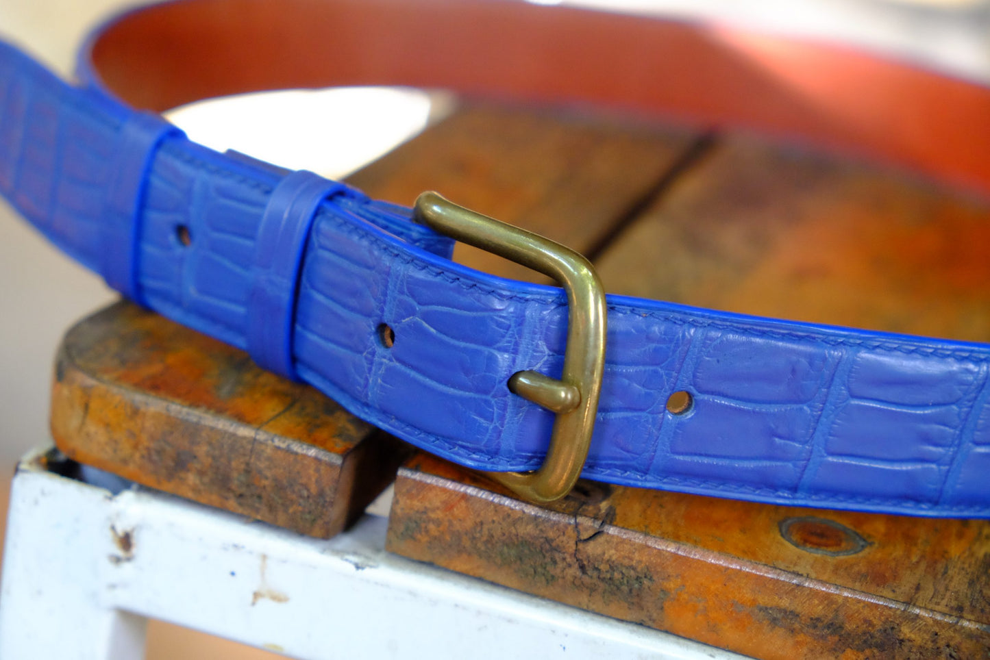 BESPOKE GENUINE BLUE CROCODILE LEATHER MAN BELT HDBE03