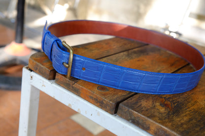 BESPOKE GENUINE BLUE CROCODILE LEATHER MAN BELT HDBE03