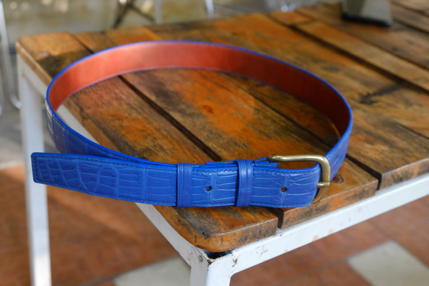 BESPOKE GENUINE BLUE CROCODILE LEATHER MAN BELT HDBE03