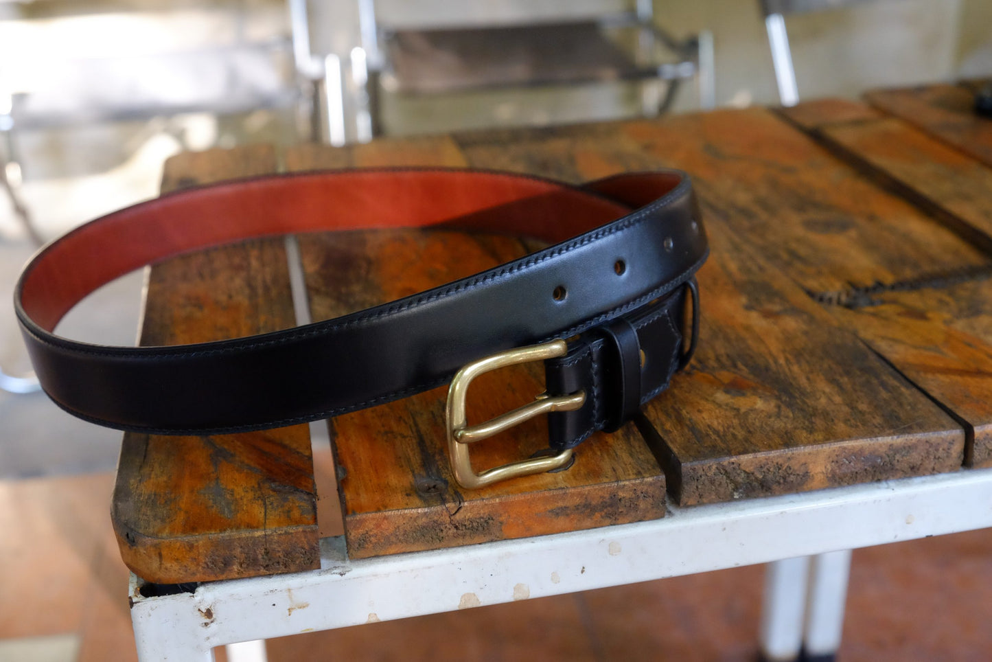 BESPOKE GENUINE BLACK BOX CALF FROM FRANCE LEATHER MAN BELT HDBE04