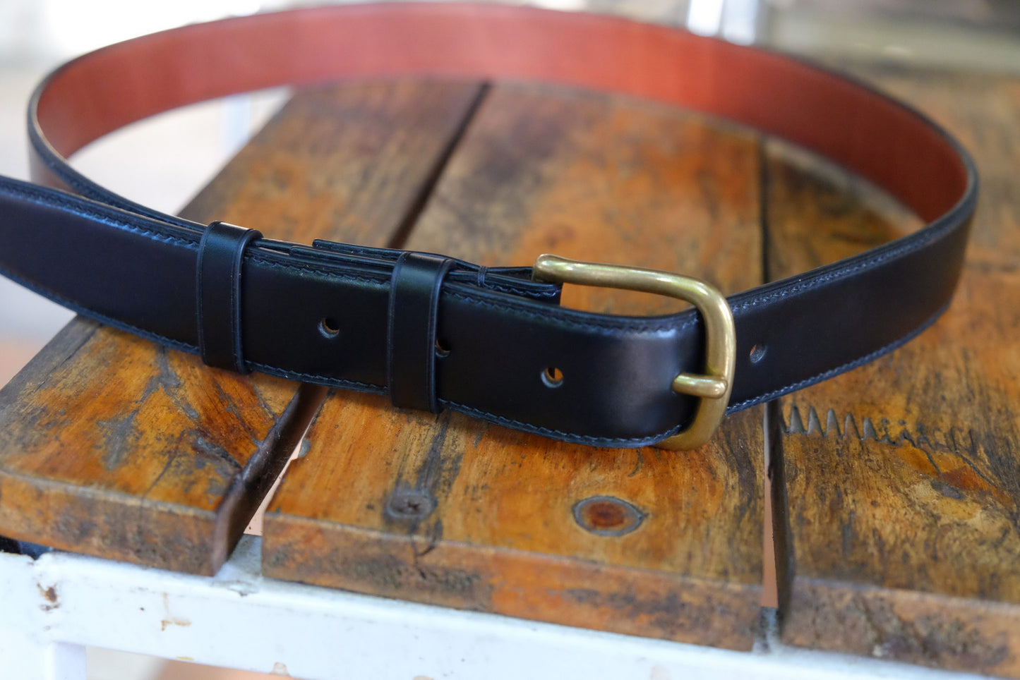 BESPOKE GENUINE BLACK BOX CALF FROM FRANCE LEATHER MAN BELT HDBE04