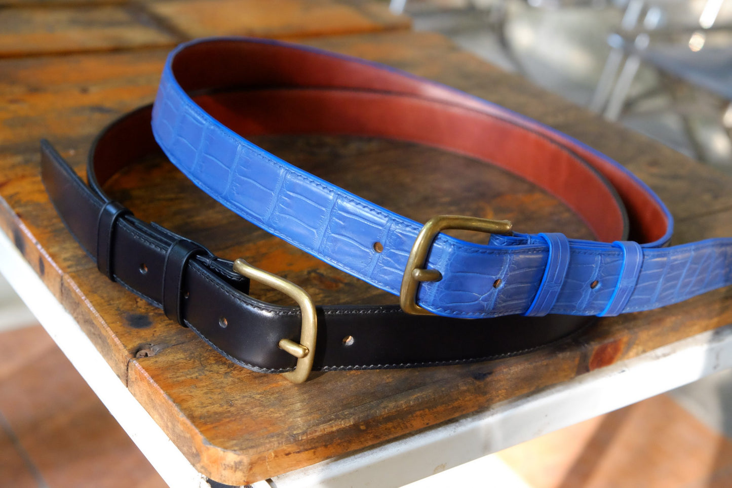 BESPOKE GENUINE BLACK BOX CALF FROM FRANCE LEATHER MAN BELT HDBE04