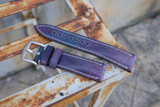 BESPOKE GENUINE BLUE VEG TANNED COW LEATHER WATCH STRAP HDLE33