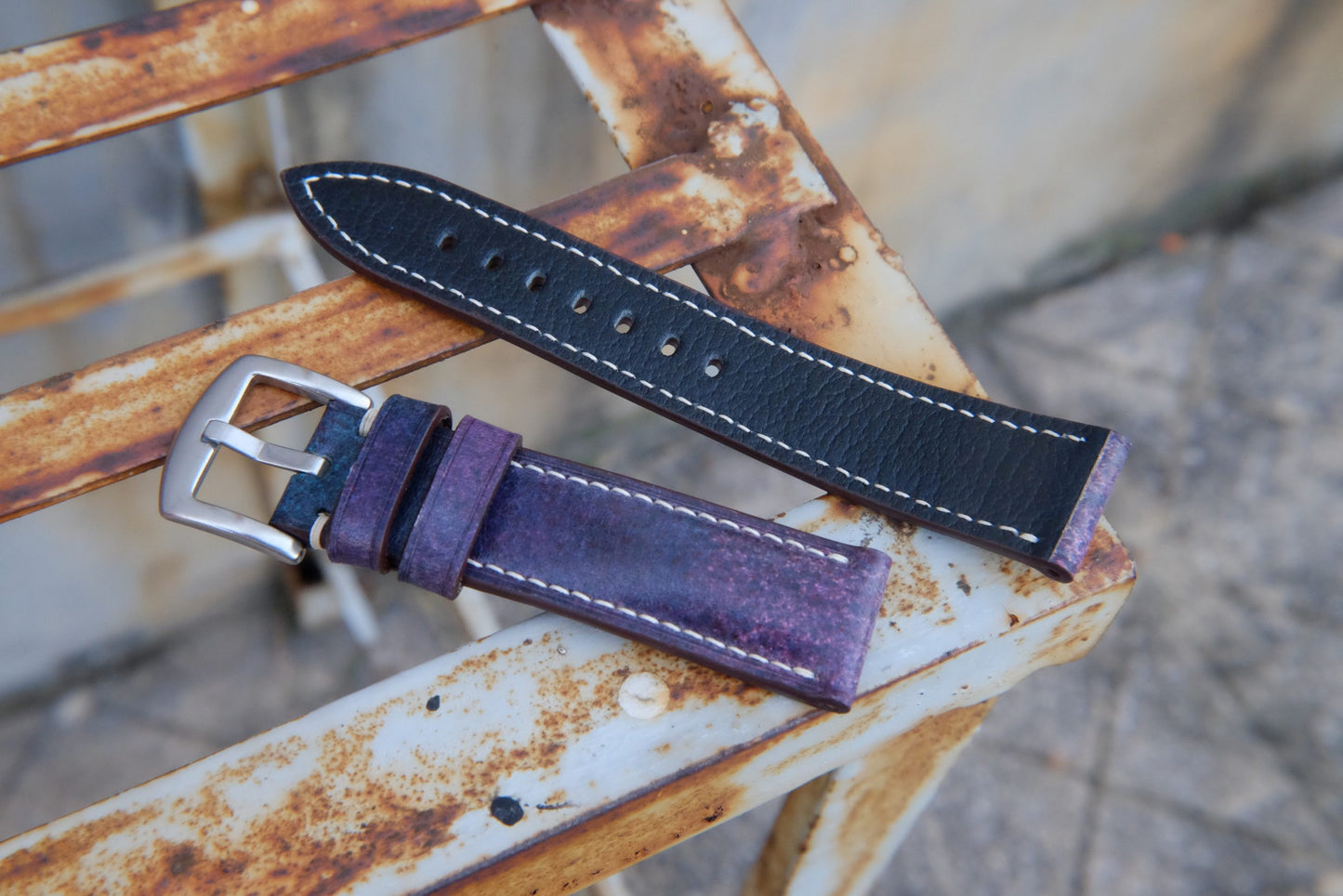 BESPOKE GENUINE BLUE VEG TANNED COW LEATHER WATCH STRAP HDLE33