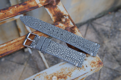 BESPOKE GENUINE WITHOUT PEARL GREY STINGRAY LEATHER WATCH STRAP HDST54