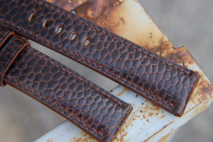 BESPOKE GENUINE BROWN BEAVER TAIL LEATHER WATCH STRAP HDLE34