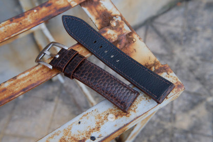 BESPOKE GENUINE BROWN BEAVER TAIL LEATHER WATCH STRAP HDLE34