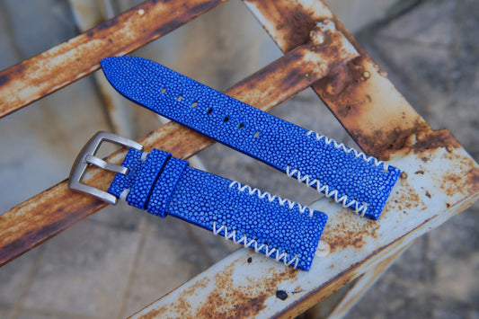 BESPOKE GENUINE WITHOUT PEARL BLUE STINGRAY LEATHER WATCH STRAP HDST55