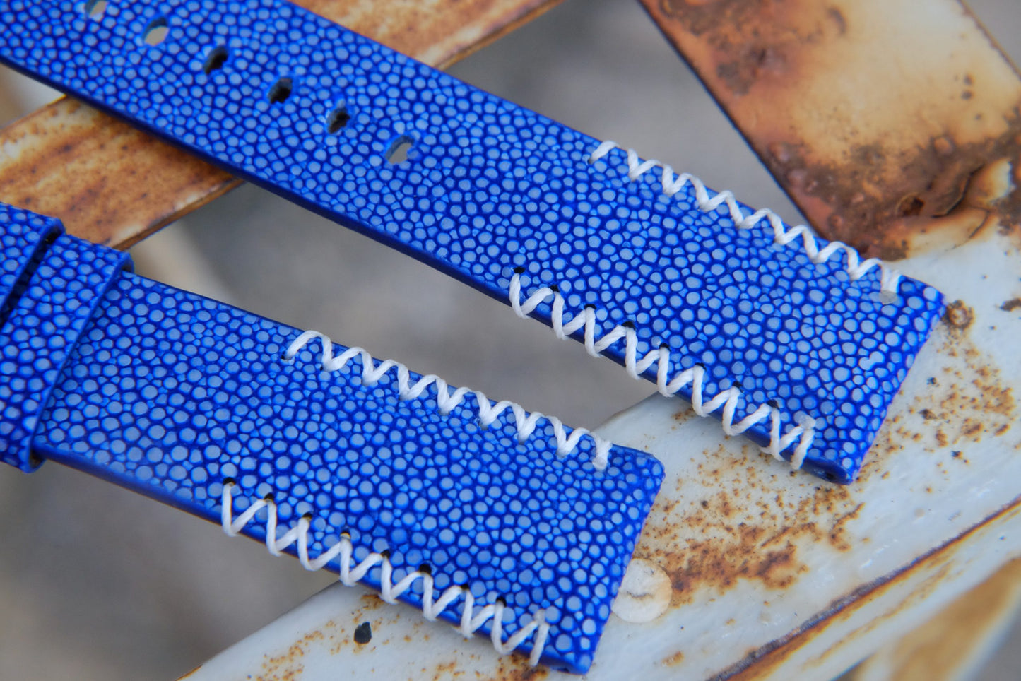 BESPOKE GENUINE WITHOUT PEARL BLUE STINGRAY LEATHER WATCH STRAP HDST55