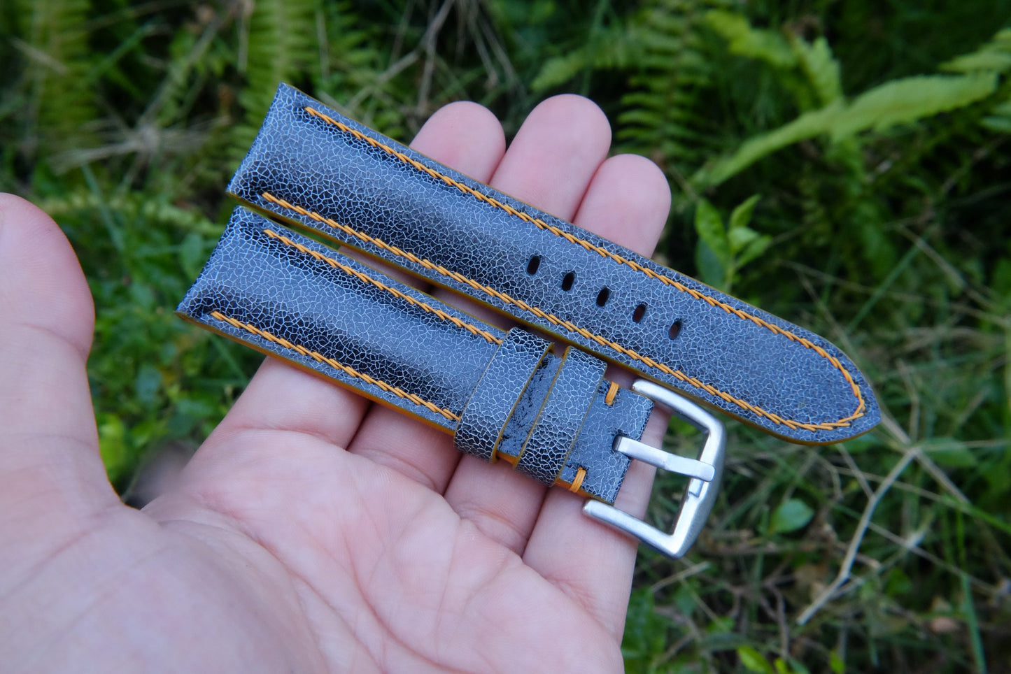 BESPOKE GENUINE GREY COW LEATHER WATCH STRAP HDLE35