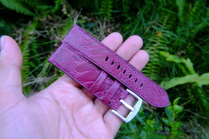 BESPOKE GENUINE RED OSTRICH LEG SKIN LEATHER STRAP HDOL44