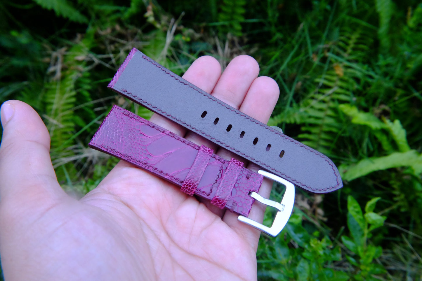 BESPOKE GENUINE RED OSTRICH LEG SKIN LEATHER STRAP HDOL44