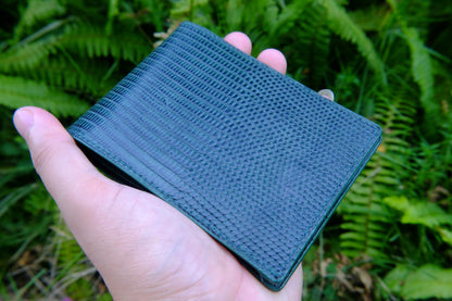 BESPOKE GENUINE NAVY GREEN LIZARD BIFOLD MAN WALLET HDWA48