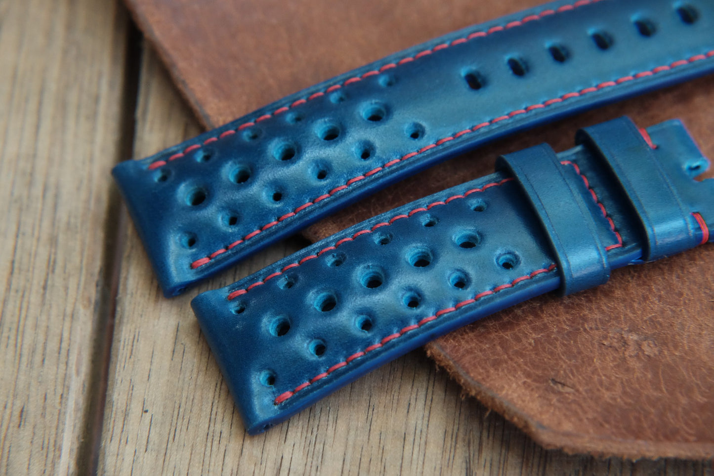 BESPOKE GENUINE NAVY BLUE SHELL CORDOVAN LEATHER WATCH STRAP HDSC03