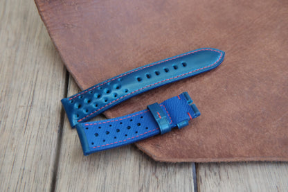 BESPOKE GENUINE NAVY BLUE SHELL CORDOVAN LEATHER WATCH STRAP HDSC03